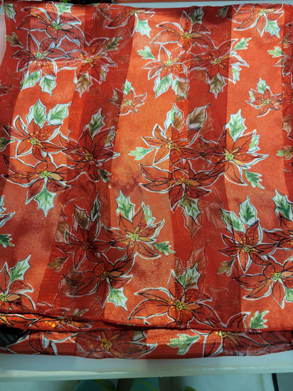Red Poinsettia Print Women’s Scarf
